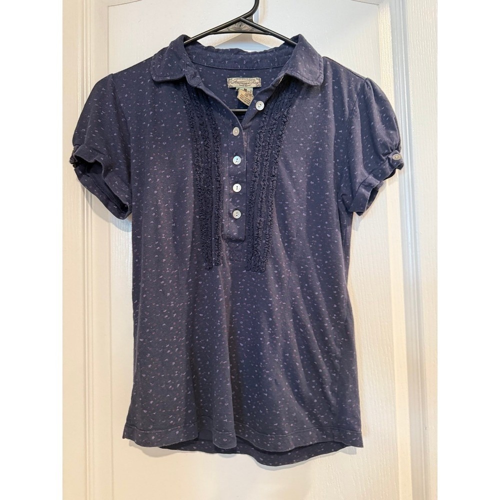 Y2K Aeropostale Ruffle Button Polo Top – Size Small